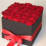 24 Red Roses In Black Box