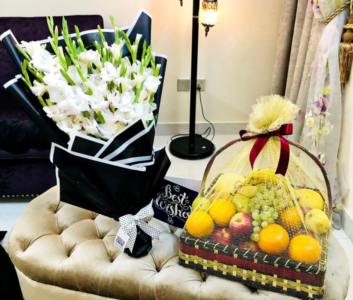 Fruit Basket with Flowers